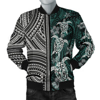 Polynesian Bomber Jacket Turtle With Ethnic Motives and Floral Elements LT20 - Wonder Print Shop