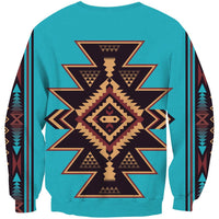 Blue Pattern Ethnic Native American 3D Sweatshirt LT10 - Wonder Print Shop