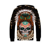 Native American Warrior Of Indian Skull 3D Fleece Hoodie LT10 - Wonder Print Shop