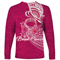 Breast Cancer Pink Ribbon Butterfly Polynesian Pink Version Long Sleeve Shirt LT12 - Wonder Print Shop