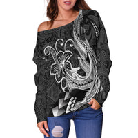 Polynesian Shark Tattoo Hawaii Tribal Women Off Shoulder Sweater LT12 - Wonder Print Shop