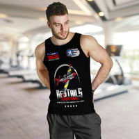 Black men's tank top with front airplane and TUSKEGEE graphic