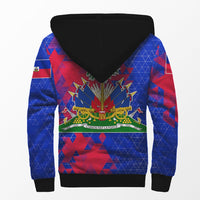 Haiti Sherpa Hoodie - National Flag Polygon Style - Wonder Print Shop
