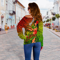 Hawaii Hula Girl Reggae Women Off Shoulder Sweater LT2 - Wonder Print Shop