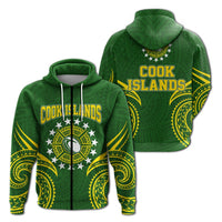 Cook Islands Rugby Zip Up Hoodie Tribal Pattern LT12 - Wonder Print Shop