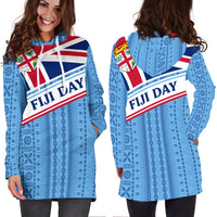 Fiji Day Hoodie Dress - Tapa Pattern With Flag LT12 - Wonder Print Shop