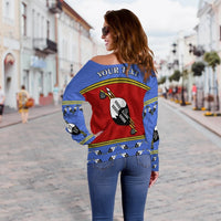 (Custom Personalised) Eswatini Independent Anniversary Off Shoulder Sweater - Flag and Shield Swaziland LT13 - Wonder Print Shop