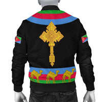Eritrea Bomber Jacket Cross Flag Camel Black LT13 - Wonder Print Shop