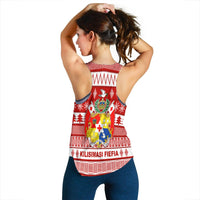 Tonga Kilisimasi Fiefia Women Racerback Tank Merry Christmas with Tongan Pattern LT13 - Wonder Print Shop