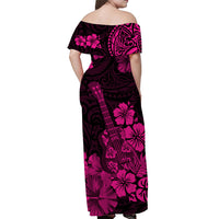 hawaii-off-shoulder-long-dress-polynesia-pink-ukulele-flowers