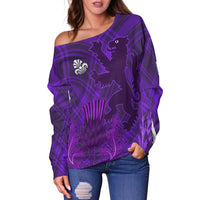 Scotland Off Shoulder Sweater Thistle Scottish Be Unique LT13 - Wonder Print Shop