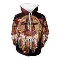 Native American Chief Dream Catcher Red Galaxy 3D Hoodie LT10 - Wonder Print Shop