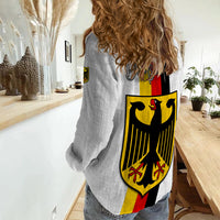 Germany Women Casual Shirt Grunge Deutschland Map and Coat Of Arms LT13 - Wonder Print Shop
