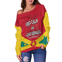 Grenada Women Off Shoulder Keep Calm and Love Grenada LT13 - Wonder Print Shop