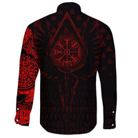 Viking Long Sleeve Button Shirt Old Norse Odin Tattoo Red RLT12 - Wonder Print Shop