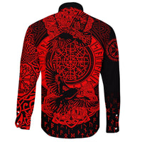 Viking Long Sleeve Button Shirt Nordic Raven Tattoos RLT12 - Wonder Print Shop
