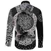 Viking Long Sleeve Button Shirt Nordic Raven Tattoos RLT12 - Wonder Print Shop