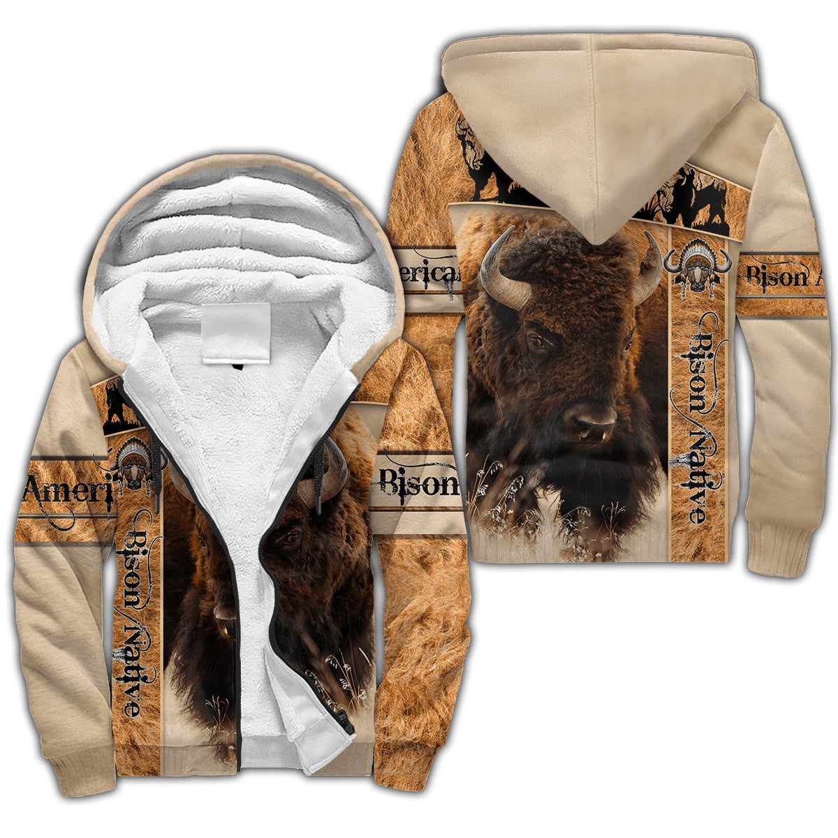 bison-native-american-3d-all-over-printed-unisex-sherpa-hoodie