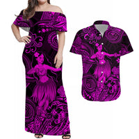 Polynesian Matching Hawaiian Outfits For Couples Hawaii Hula Matching Hawaiian Shirt And Dress Unique Style - Pink LT8 - Wonder Print Shop