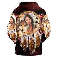 Native American Girl Dream Catcher Red Galaxy 3D Hoodie LT10 - Wonder Print Shop