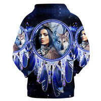 Native American Girl Dream Catcher Blue Galaxy 3D Hoodie LT10 - Wonder Print Shop