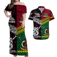 Vanuatu New Zealand Matching Hawaiian Outfits For Couples Polynesian Maori Matching Hawaiian Shirt And Dress Red LT8 - Wonder Print Shop