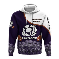 Scotland Rugby Union Hoodie Thistle Flower Purple Original LT20 - Wonder Print Shop