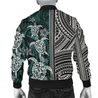 Polynesian Bomber Jacket Turtle With Ethnic Motives and Floral Elements LT20 - Wonder Print Shop