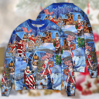 America Christmas Patriotic Santa Claus Ugly Christmas Sweater - Wonder Print Shop