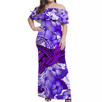 Personalised Hawaii Matching Hawaiian Shirt And Dress Purple Polynesian Turtle and Hibiscus LT13 - Wonder Print Shop