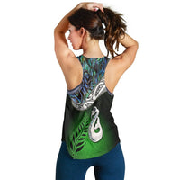 New Zealand Maori Women Racerback Tank Manaia Paua Shell Glitter Green LT4 - Wonder Print Shop