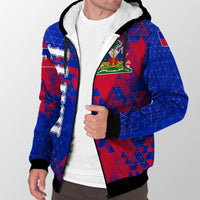 Haiti Sherpa Hoodie - National Flag Polygon Style - Wonder Print Shop