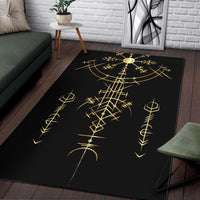 Viking Helm of Awe Gold Art Area Rug LT12 - Wonder Print Shop