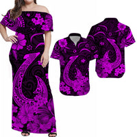 Hawaii Matching Hawaiian Shirt And Dress Polynesia Purple Fish Hook LT13 - Wonder Print Shop