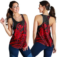 Hawaii Turtle With Hibiscus Tribal Red Women Tank Top LT12 - Wonder Print Shop