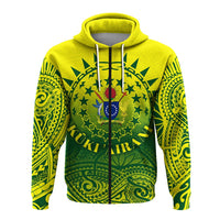 Cook Islands Zip Hoodie Polynesian Tattoo Sunshine LT4 - Wonder Print Shop