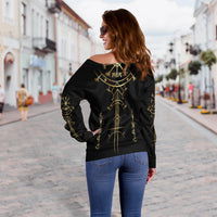 Viking Helm of Awe Gold Art Women Off Shoulder Sweater LT12 - Wonder Print Shop