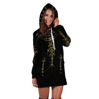 Viking Helm of Awe Gold Art Hoodie Dress LT12 - Wonder Print Shop