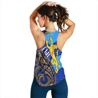 Fiji Women's Racerback Tank - Flag's Color With Gold Polynesian Pattern LT20 - Wonder Print Shop