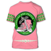 African T Shirt Chucks and Pearls 2022 Pink and Green T Shirt - Wonder Print Shop