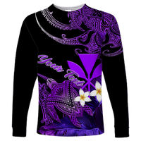 Custom Personalised Hawaii Turtle With Plumeria Leaf Purple Long Sleeve Shirt LT12 - Wonder Print Shop