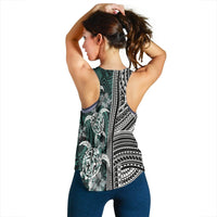 Polynesian Women's Racerback Tank Turtle With Ethnic Motives and Floral Elements LT20 - Wonder Print Shop