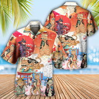 Samurai Cat Funny Art Japanese Hawaiian Shirt - Wonder Print Shop
