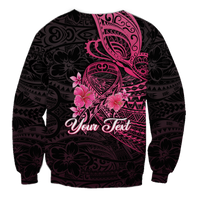 Custom Personalised Breast Cancer Pink Ribbon Butterfly Polynesian Black Version Sweatshirt LT12 - Wonder Print Shop