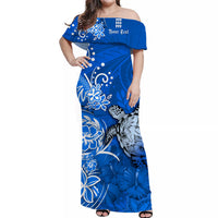 custom-personalised-hawaii-off-shoulder-long-dress-polynesia-blue-sea-turtle-honu-and-hibiscus