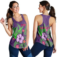 Polynesia Women's Racerback Tank Hibiscus With Tribal Mauve Color LT12 - Wonder Print Shop