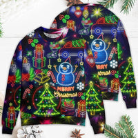 Christmas Bright Neon Lighting Ugly Christmas 3D Printing Sweater - Wonder Print Shop
