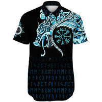 viking-shorts-sleeve-shirt-fenrir-raven-and-vegvisir-tattoo-cyan