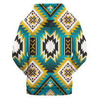Native American Turquoise Geometric Pattern 3D Hoodie LT10 - Wonder Print Shop
