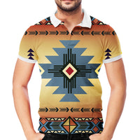 Southwest Blue Symbol Native American Polo T Shirt 3D LT10 - Wonder Print Shop